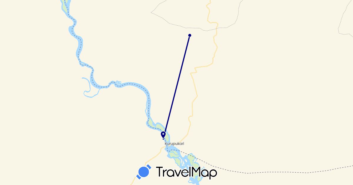 TravelMap itinerary: driving in Guyana (South America)